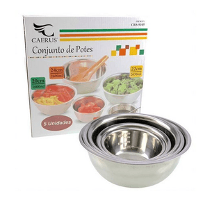 CRS-9105 CONJUNTO C/5 POTES DE INOX CRS-9105 CONJUNTO C/5 POTES DE INOX