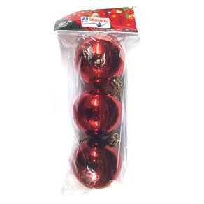 839669 BOLA DE NATAL LISA 6CM VERMELHA C/3