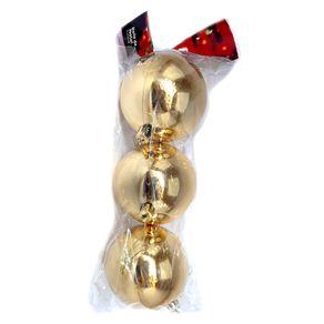 839678 BOLA DE NATAL LISA 8CM DOURADA C/3