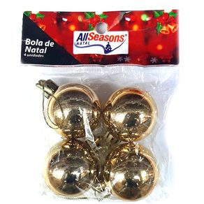 839654 BOLA DE NATAL LISA 4CM DOURADA C/4