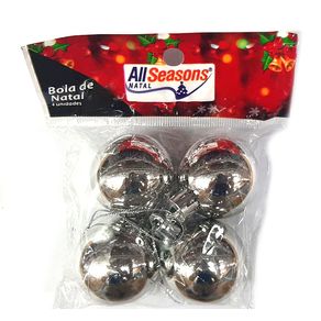 839655 BOLA DE NATAL LISA 4CM PRATA C/4