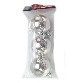 839663 BOLA DE NATAL LISA 5CM PRATA C/3