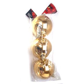 839670 BOLA DE NATAL LISA 6CM DOURADA C/3
