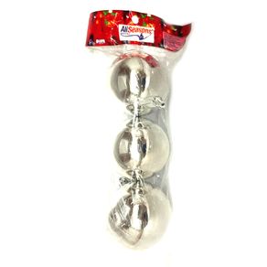 839671 BOLA DE NATAL LISA 6CM PRATA C/3