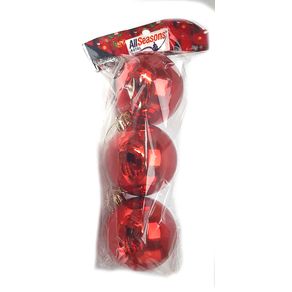 839677 BOLA DE NATAL LISA 8CM VERMELHA C/3