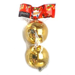 839686 BOLA DE NATAL LISA 10CM DOURADA C/2