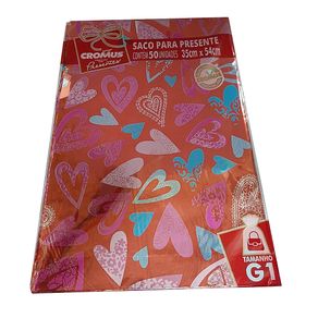 99580051 SACO P/PRESENTE METAL/PEROL 35X54 ROMANTICO C/50