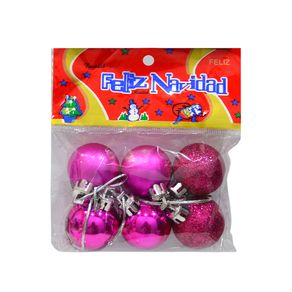 BF5983PK BOLA NATAL FOSCO/BRILHANTE 3CM C/6 PINK