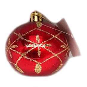 860118 BOLA DE NATAL DECORADA 8CM VERMELHA C/01