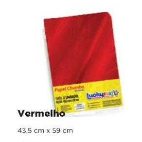 PAPEL CHUMBO LISO VERMELHO 43,5X59 C/3