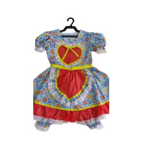 031 VESTIDO JUNINO INFANTIL CORACAO TAM 6 (ESTAMPAS SORTIDAS)