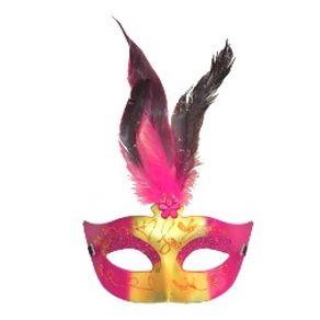 904216 MASCARA METALIZADA C/PENA ROSA