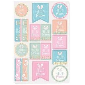 18100105 CARTELA ADESIVA FELIZ PASCOA C/34