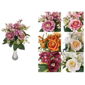 03366 MINI BUQUE DE ROSA BOURBON COM COMPLEMENTO X 7 30CM