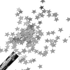PAF012 LANÇA CONFETE METALIZADO ESTRELA 30 CM PRATA