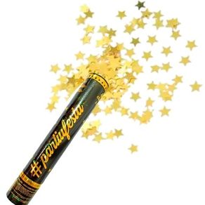 PAF023 LANÇA CONFETE METALIZADO ESTRELA 30 CM DOURADO