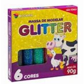 205 MASSINHA MODELAR GLITTER 6 CORES 205 MASSINHA MODELAR GLITTER 6 CORES