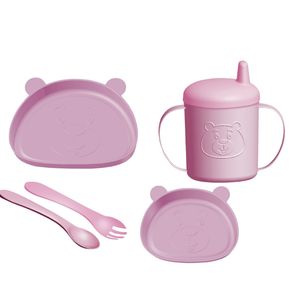 BM2125  SUPER KIT URSINHO  (2 PRATOS/ TALHERES / COPO) ROSA
