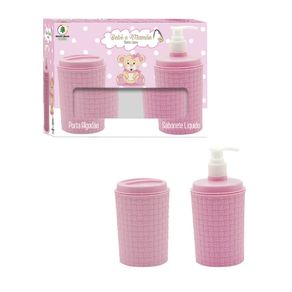 BM2061 PORTA ALGOGAO E SABONETE LIQUIDO ROSA