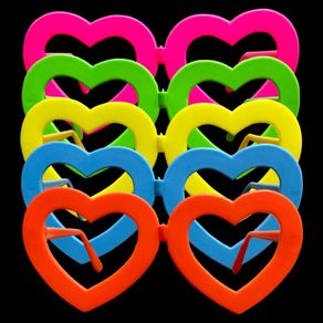 1566 OCULOS CORACAO CHIC NEON LUZ NEGRA C/10