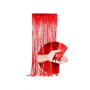 904342 CORTINA METALIZADA VERMELHA 2X1M