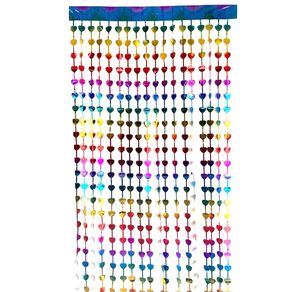 904341 CORTINA METALIZADA CORACOES MULTICOLORIDOS 2X1M