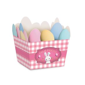 13007276 CESTINHA OVOS CONTOS DE PASCOA ROSA 6,5X6,5X4,5 PT