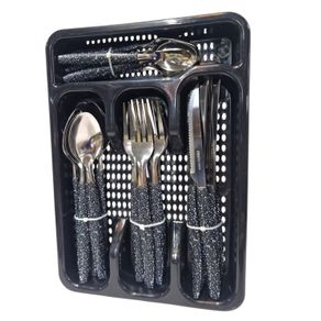 307972 CJTO DE TALHERES CAPRESE GRANITO PRETO 25PCS