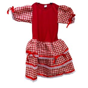 118/GG VESTIDO INFANTIL JUNINO XADREZ VERMELHO
