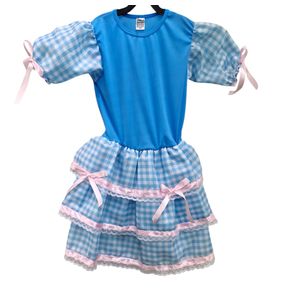 114/GG VESTIDO INFANTIL JUNINO XADREZ AZUL