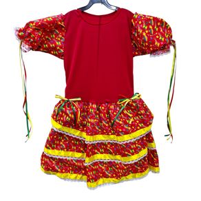 121/GG VESTIDO INFANTIL JUNINO VERMELHO