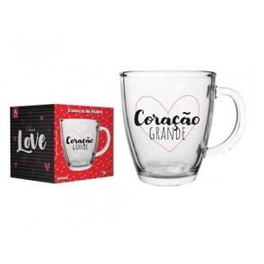 111417 CANECA CONICA DE VIDRO LOVE 380 ML LUVA C/ 1 CORACAO