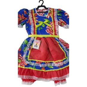 0032 VESTIDO JUNINO JUVENIL TAM 6 (ESTAMPAS SORTIDAS)