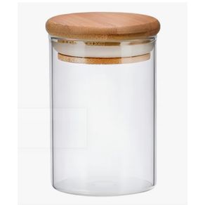 CRS-2304 POTE HERMETICO (300ML) DE VIDRO C/ TAMPA DE BAMBU