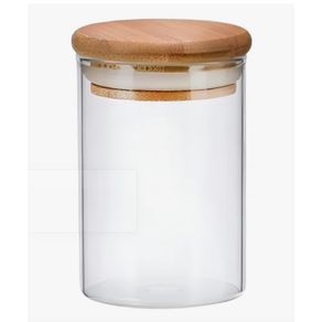 CRS-2301 POTE HERMETICO (400ML) DE VIDRO C/ TAMPA DE BAMBU