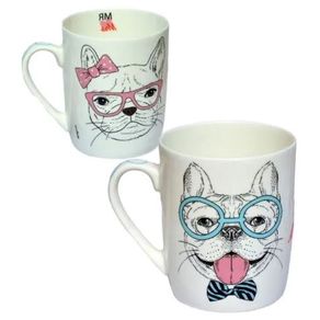 WX6183 CANECA CERAMICA ORCHID PETS MR E MRS 400ML
