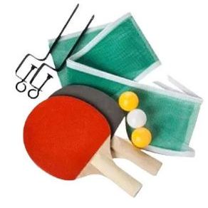 GU5110 CONJUNTO C/2 RAQUETE PING PONG C/REDE E 3 BOLAS
