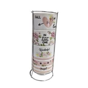 WX13911 CJ 4 XICARAS CERAMICA C/SUPORTE SPRING  160ML