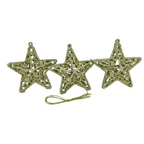 917522 ENFEITE ESTRELA DOURADO C/GLITTER 8CM C/3