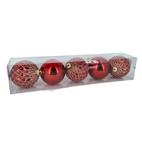 917461 BOLA DECORADA VERMELHA 6CM C/5 PECAS