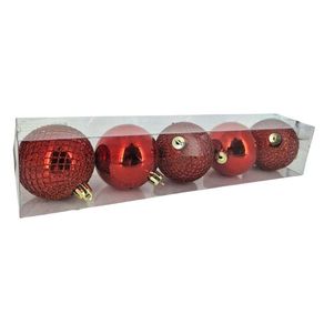 917465 BOLA DECORADA VERMELHA 6CM C/5 PECAS