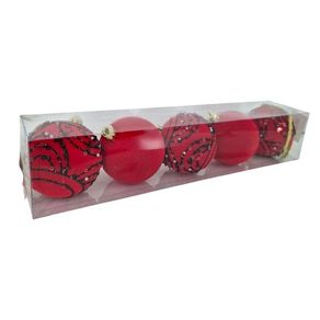 917443 BOLA DECORADA VERMELHA 6CM C/5 PECAS