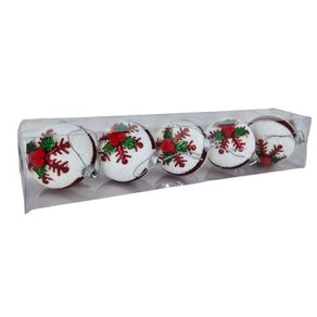 917473 BOLA DECORADA VERMELHA/BRANCO 6CM C/5 PECAS