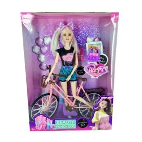 GK3337 BONECA FASHION C/ BICICLETA E ACESSORIOS 32X24CM