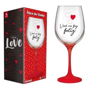 221016 TAÇA VINHO DE VIDRO LOVE 450 ML LUVA COM 01 - FELIZ 221016 TAÇA VINHO DE VIDRO LOVE 450 ML LUVA COM 01 - FELIZ